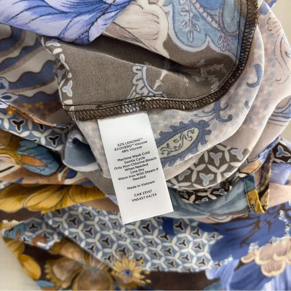 TALBOTS printed long sleeve viscose dress 14 work career slimming soft loose fit - Picture 11 of 11